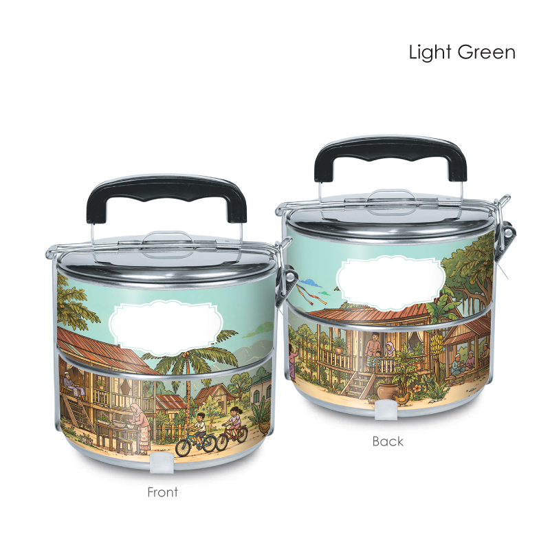 BS00048_Kampung Nostalgia_2 Tier 410 Stainless Steel Tiffin- Full Color Printing - Image 5