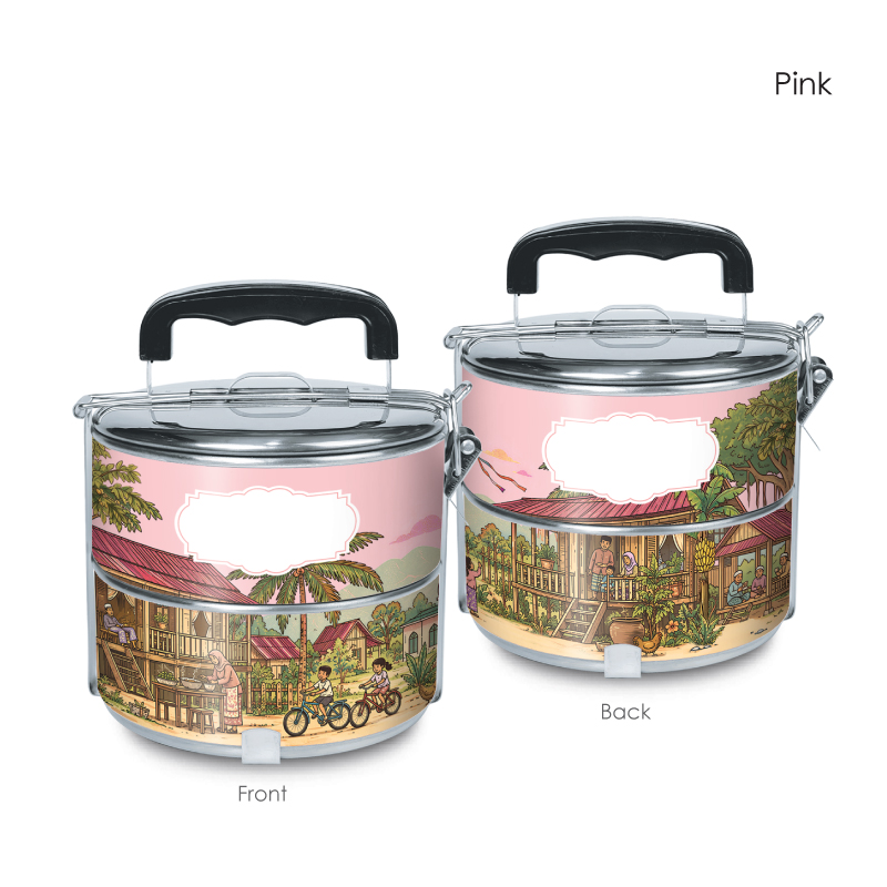 BS00048_Kampung Nostalgia_2 Tier 410 Stainless Steel Tiffin- Full Color Printing - Image 7